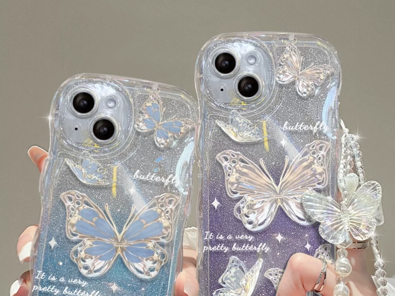 Amazon.co.jp: iPhone 15 対応 3Dバタフライデザイン iPhone用